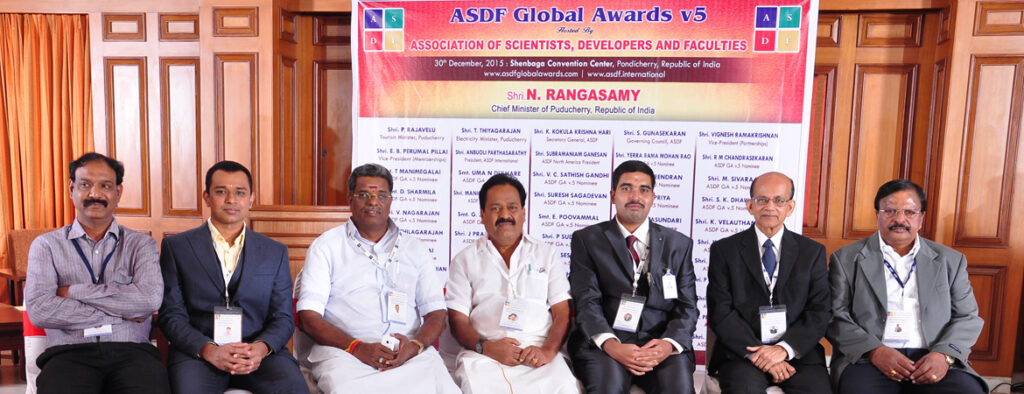 Kokula Krishna Hari Kunasekaran with P Rajavelu and T Thiyagarajan at ASDF Global Awards 2015